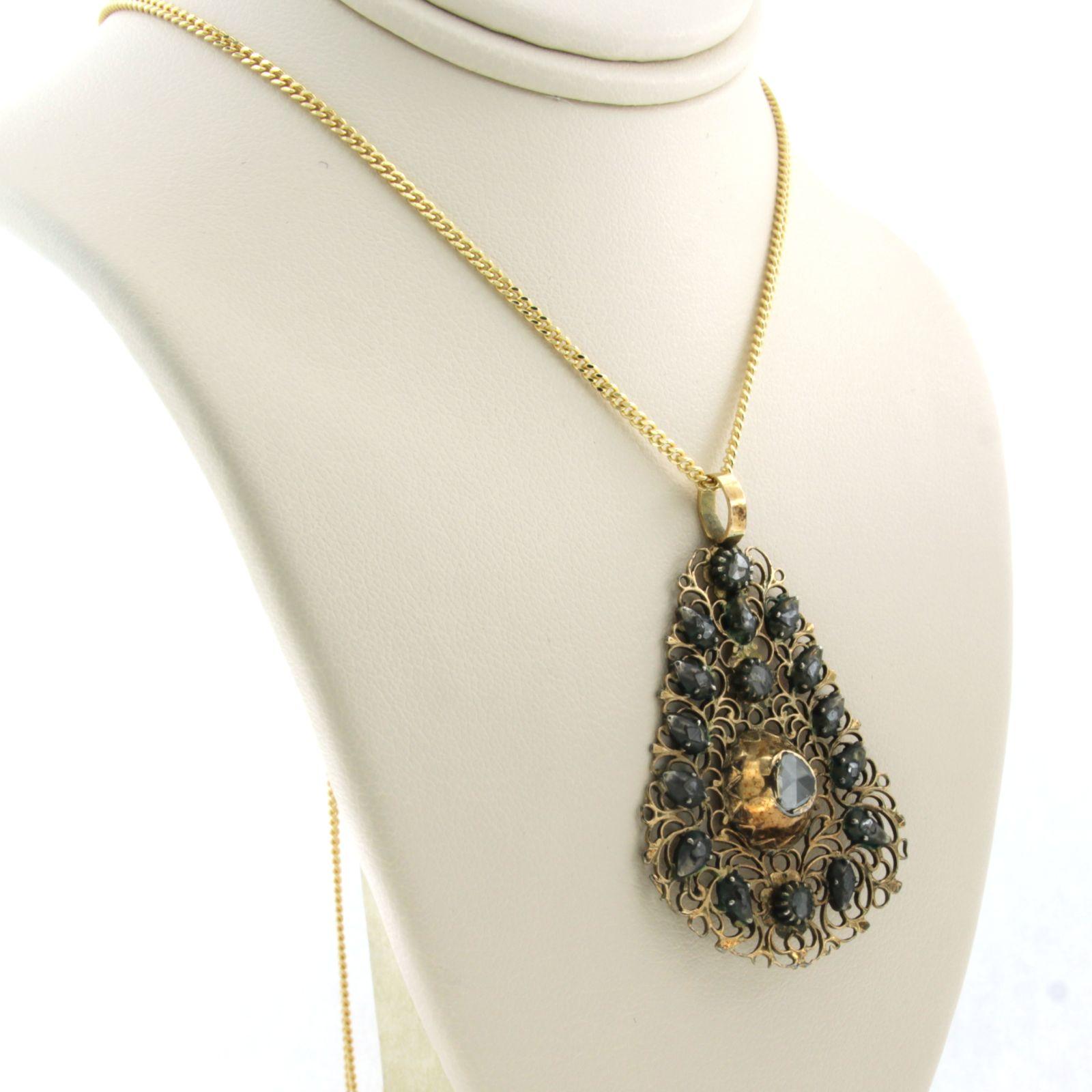 Donna Collana e ciondolo con diamante taglio rosa fino a 0,30 carati in oro e argento 18 ct. in vendita