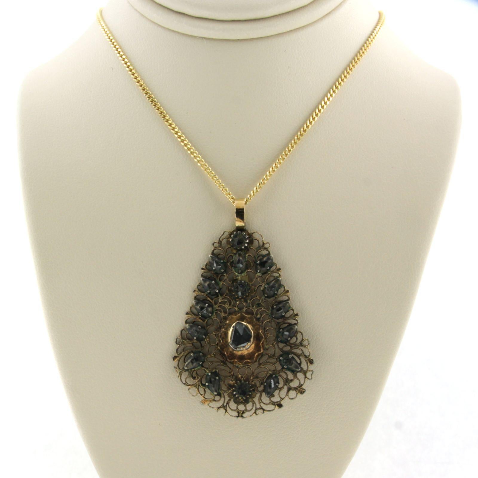 Collar y colgante con diamante talla rosa de hasta 0,30 ct Oro de 18 quilates y plata