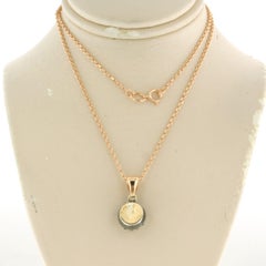 Collier et pendentif avec diamant taillé en rose jusqu'à 0,80ct or 14k et argent