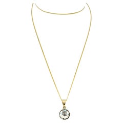 Necklace and pendant with rose cut diamond up to 1.20ct 14k gold and silver