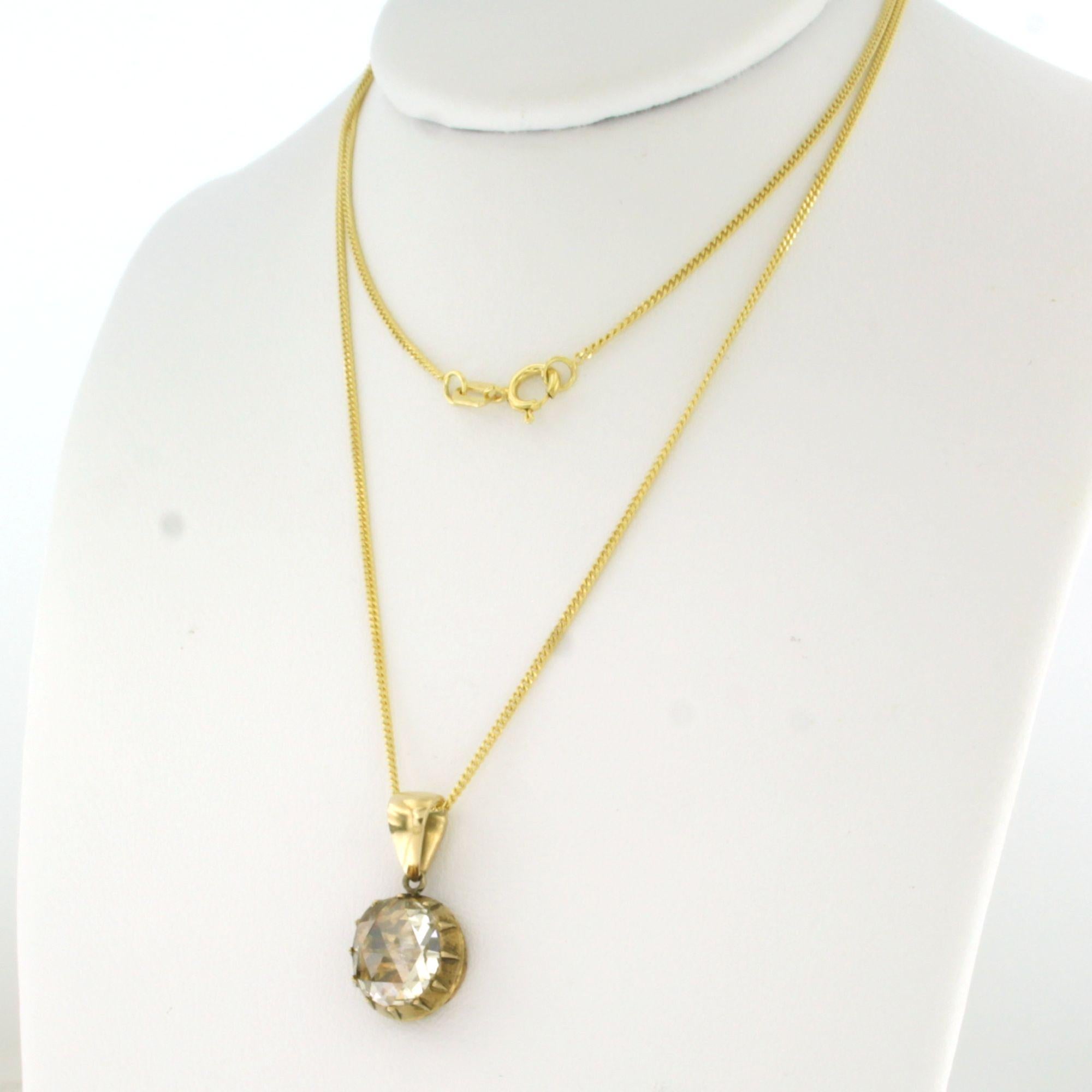Collana e ciondolo con diamante taglio rosa fino a 2,00ct in oro 14k 4,2 grammi In condizioni ottime in vendita a The Hague, ZH