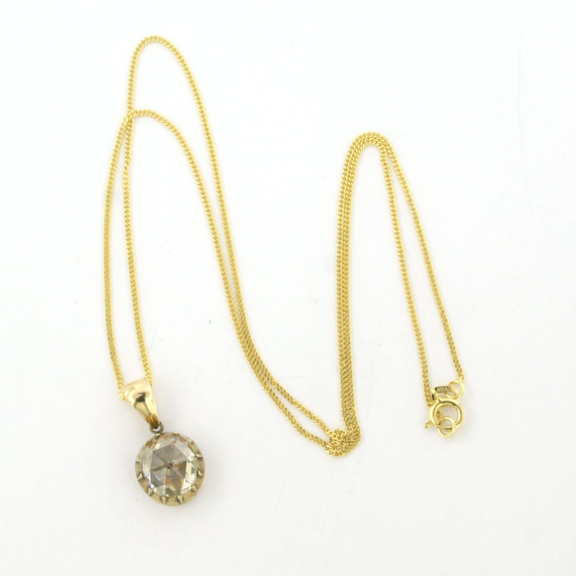 Donna Collana e ciondolo con diamante taglio rosa fino a 2,00ct in oro 14k 4,2 grammi in vendita