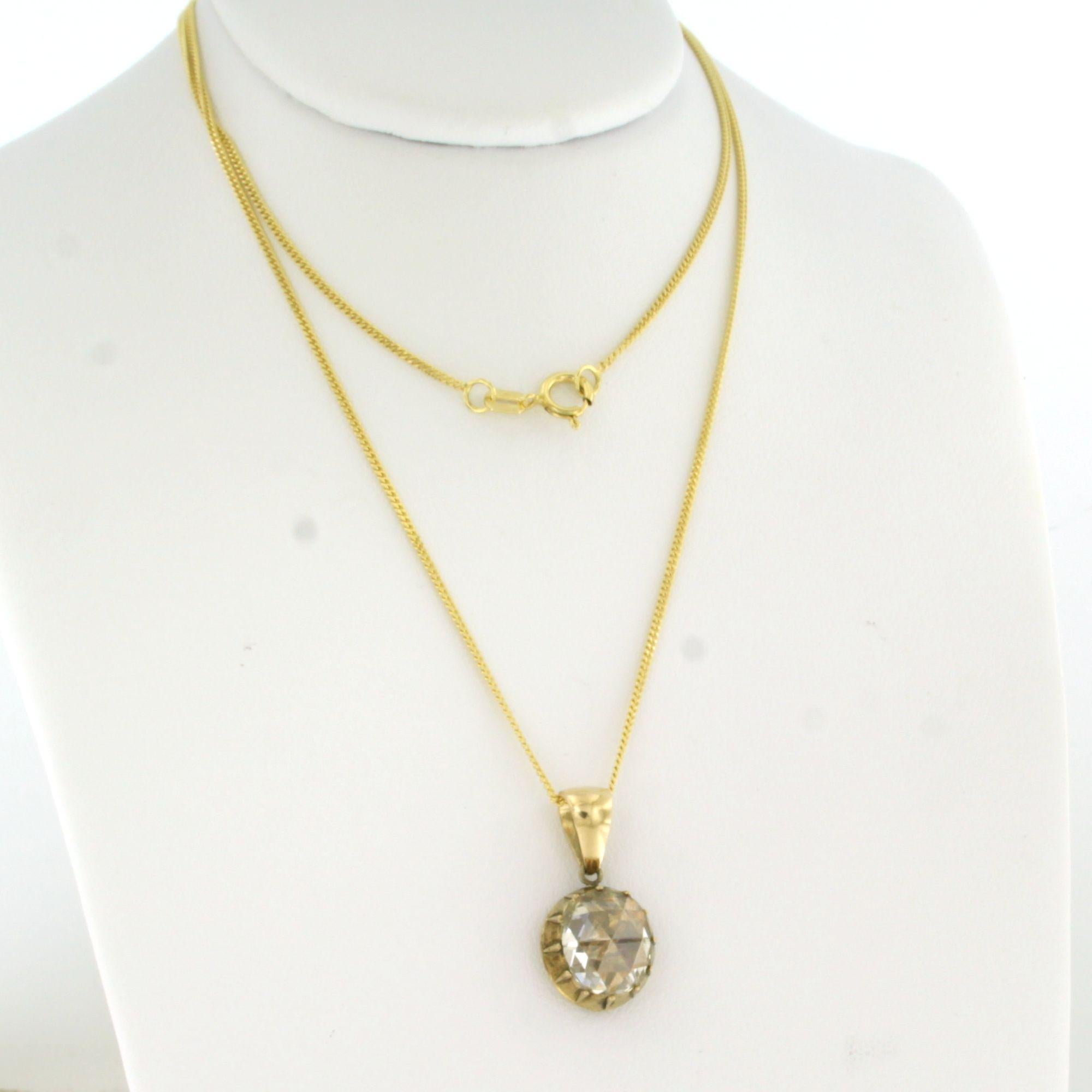 Collana e ciondolo con diamante taglio rosa fino a 2,00ct in oro 14k 4,2 grammi in vendita 1