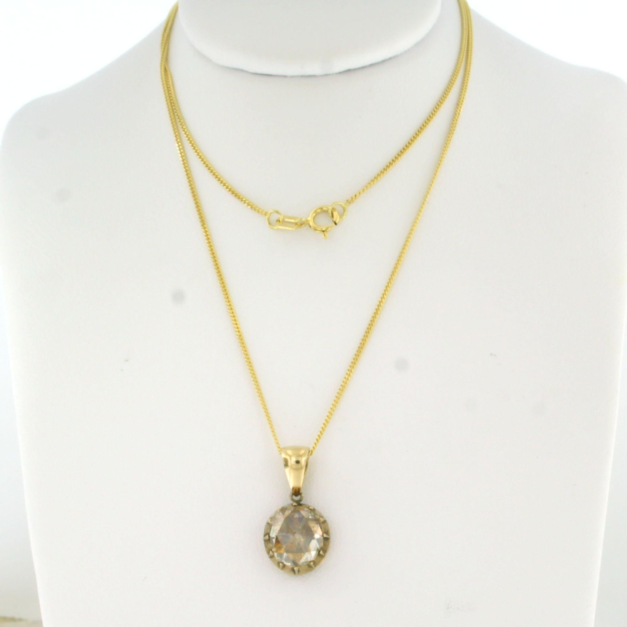 Collana e ciondolo con diamante taglio rosa fino a 2,00ct in oro 14k 4,2 grammi in vendita 2