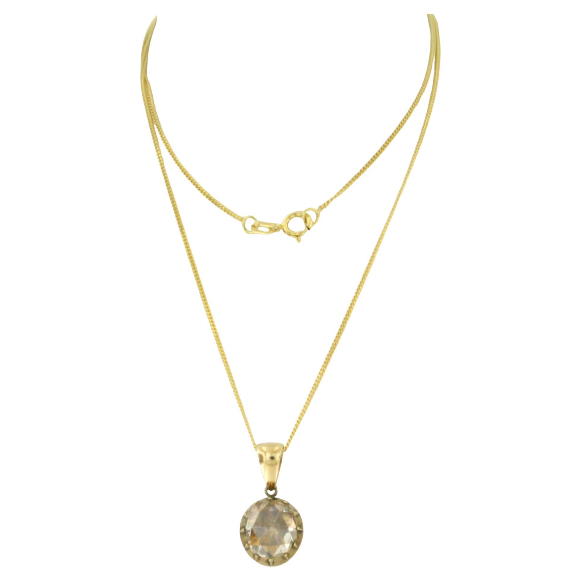 Collana e ciondolo con diamante taglio rosa fino a 2,00ct in oro 14k 4,2 grammi in vendita