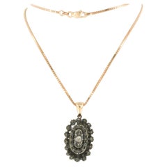 necklace and pendant with rose cut diamonds up to 0.10ct 14k gold and silver