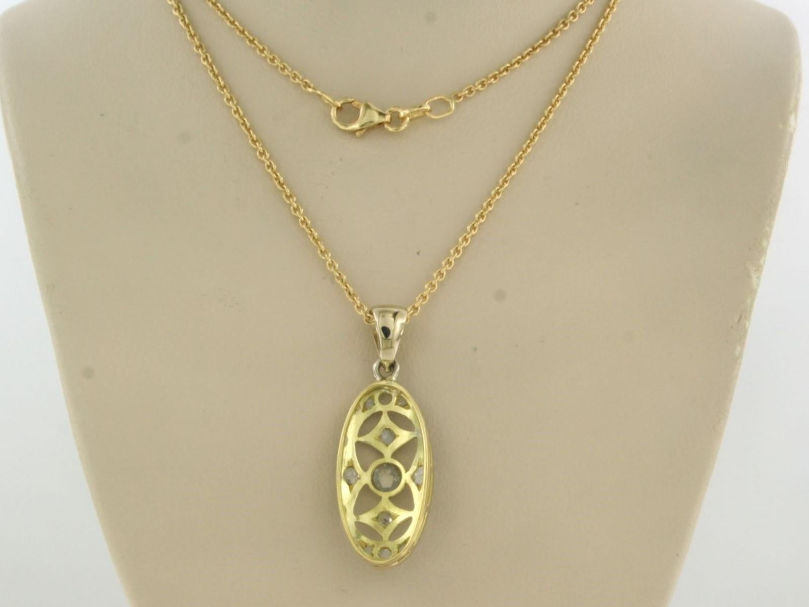 Art Nouveau Necklace and pendant with rose cut diamonds up to 0.20ct 18k gold 5.9 grams For Sale