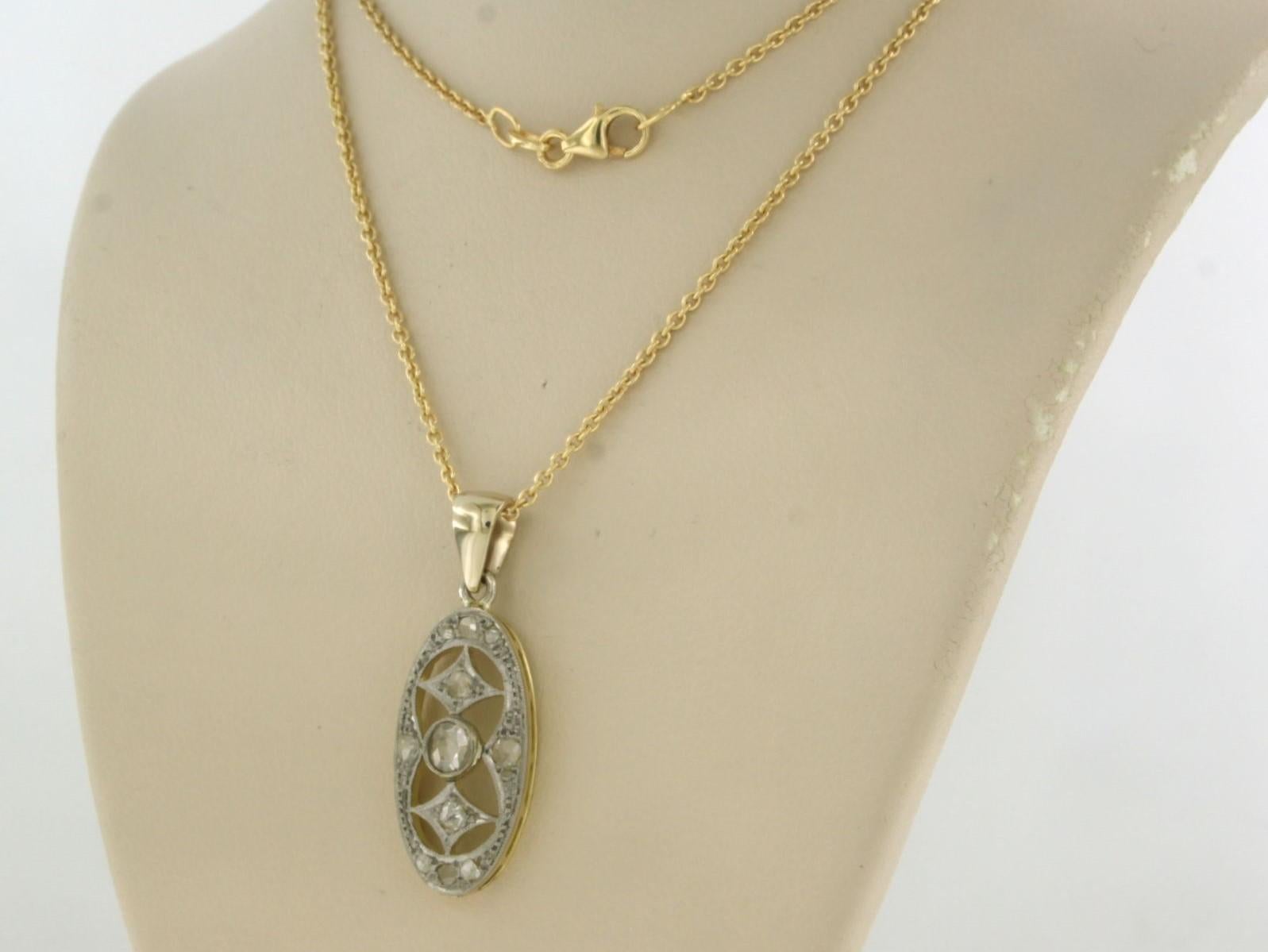 Necklace and pendant with rose cut diamonds up to 0.20ct 18k gold 5.9 grams In Excellent Condition For Sale In The Hague, ZH