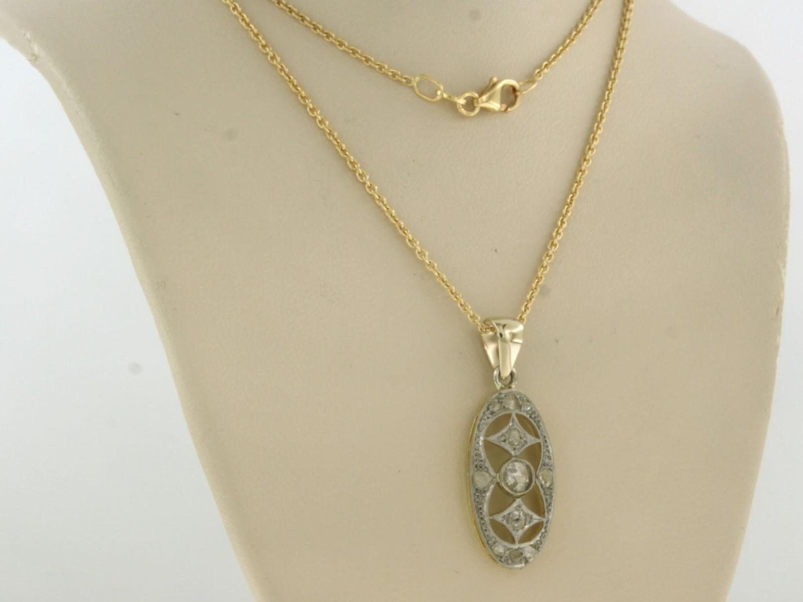 Necklace and pendant with rose cut diamonds up to 0.20ct 18k gold 5.9 grams For Sale 1