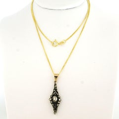 Necklace and pendant with rose cut diamonds up to 0.30ct 14k gold and silver
