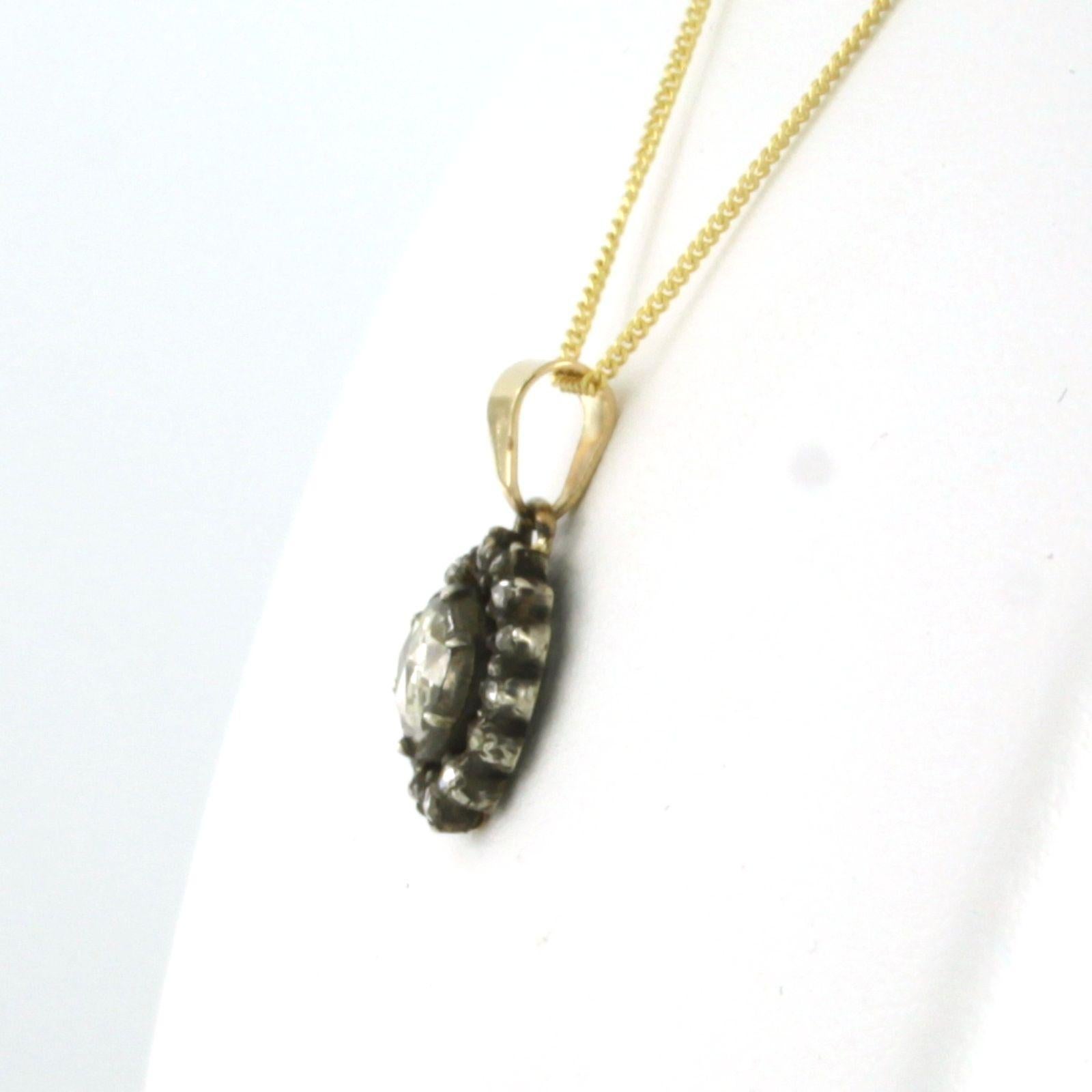Primo vittoriano Collana e ciondolo con diamanti taglio rosa fino a 0,40ct in oro e argento 14k in vendita