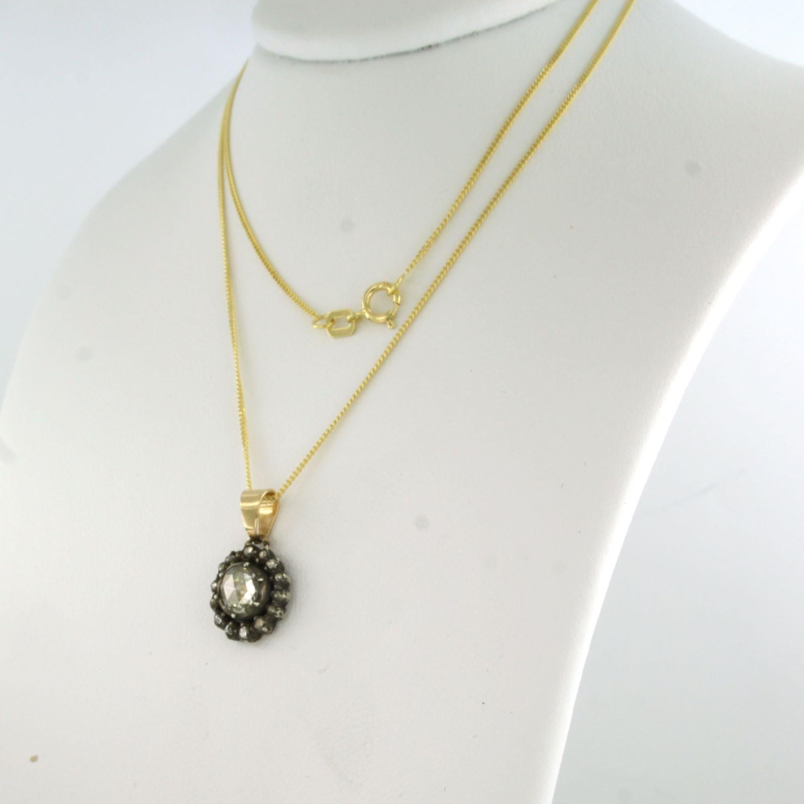 Collana e ciondolo con diamanti taglio rosa fino a 0,40ct in oro e argento 14k In condizioni ottime in vendita a The Hague, ZH