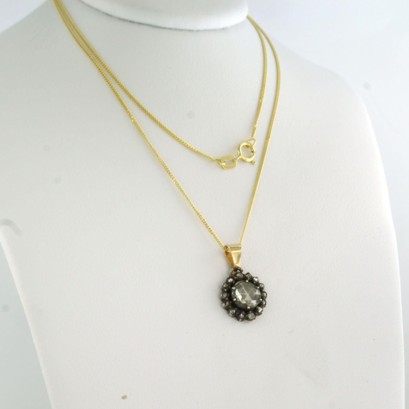 Donna Collana e ciondolo con diamanti taglio rosa fino a 0,40ct in oro e argento 14k in vendita