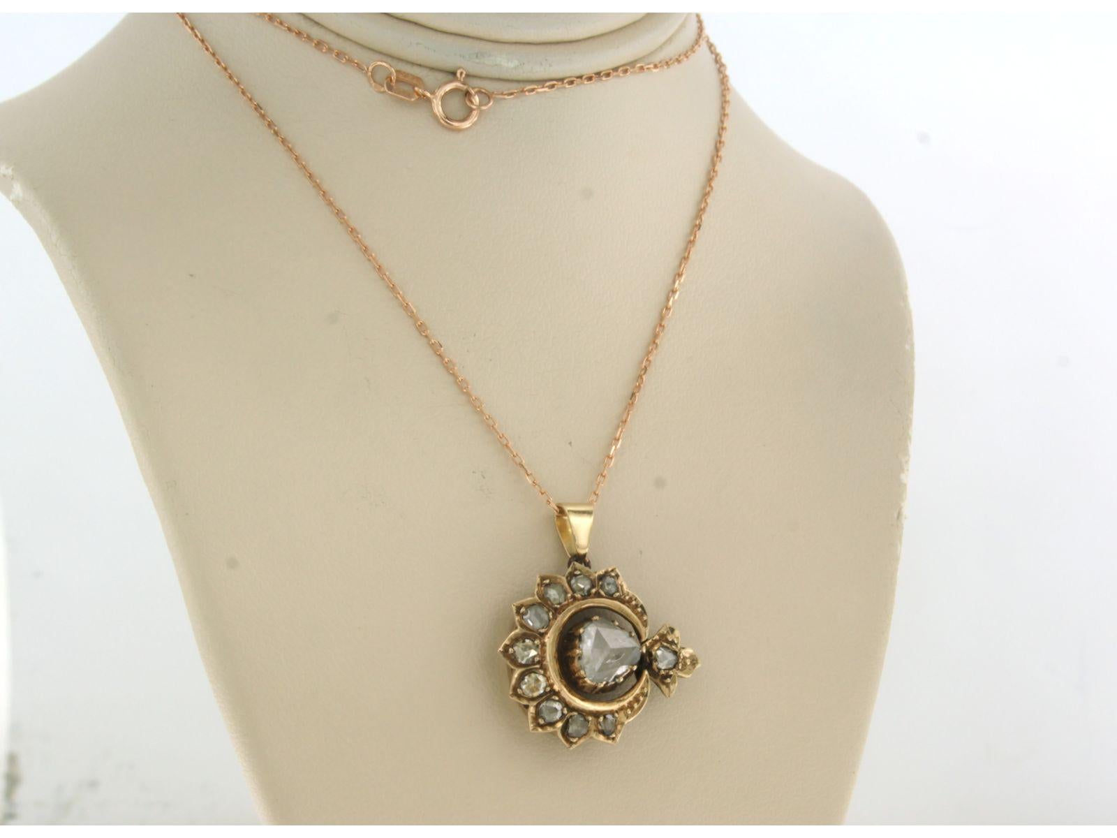 Collana e pendente con diamanti taglio rosa fino a 0,50ct in oro rosa 14k in vendita 4