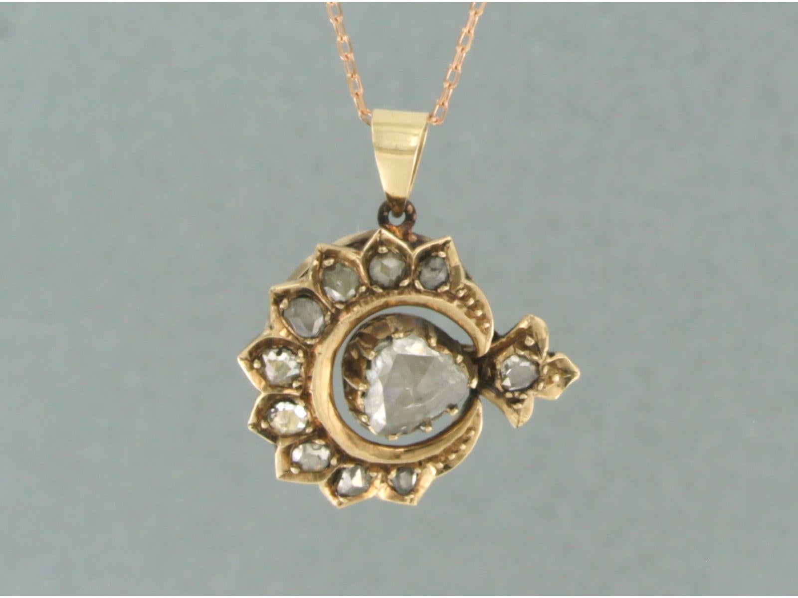 Collana e pendente con diamanti taglio rosa fino a 0,50ct in oro rosa 14k in vendita 3