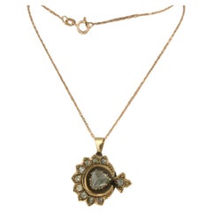 Necklace and pendant with rose cut diamonds up to 0.50ct 14k pink gold