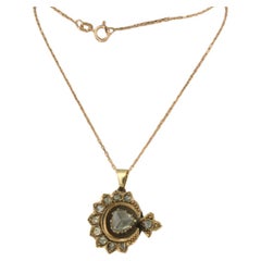 Necklace and pendant with rose cut diamonds up to 0.50ct 14k pink gold