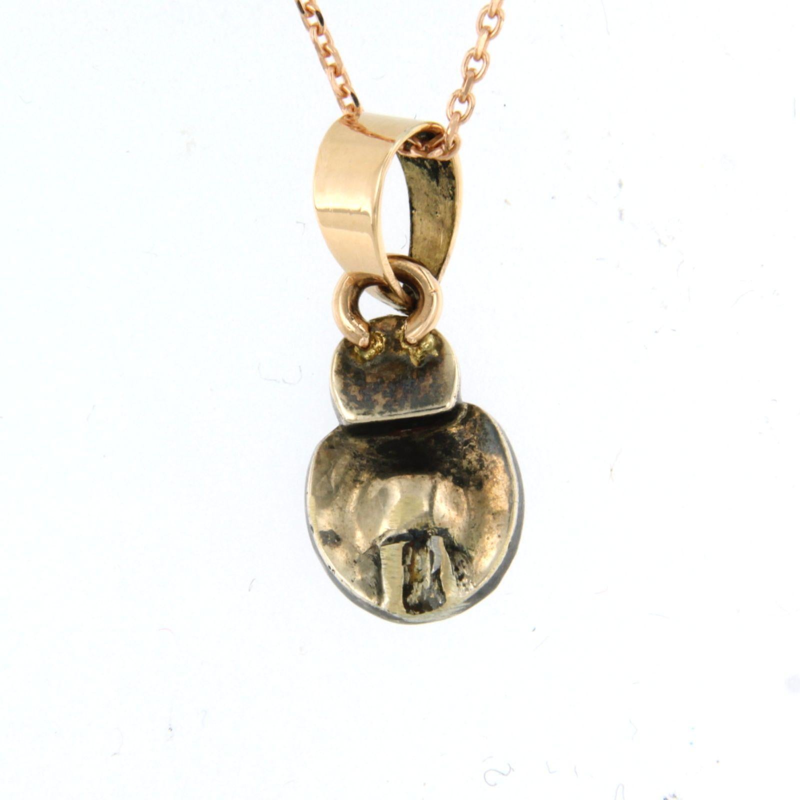 Taglio a rosa Collana e ciondolo con diamanti taglio rosa fino a 0,60ct in oro e argento 14k in vendita