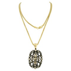 Halskette und Anhänger mit Diamanten im Rosenschliff von bis zu 0,80 Karat aus 14k Gold und Silber