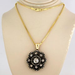 Necklace and pendant with rose cut diamonds up to 1.00ct 14k gold and silver