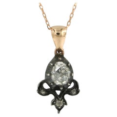 Collana e pendente con diamanti taglio rosa fino a 1,00ct in oro e argento 14k