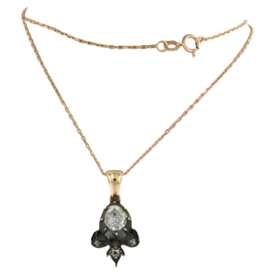 Collar y colgante con diamantes talla rosa de hasta 1,00 ct Oro de 14k y plata