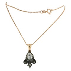 Necklace and pendant with rose cut diamonds up to 1.00ct 14k gold and silver