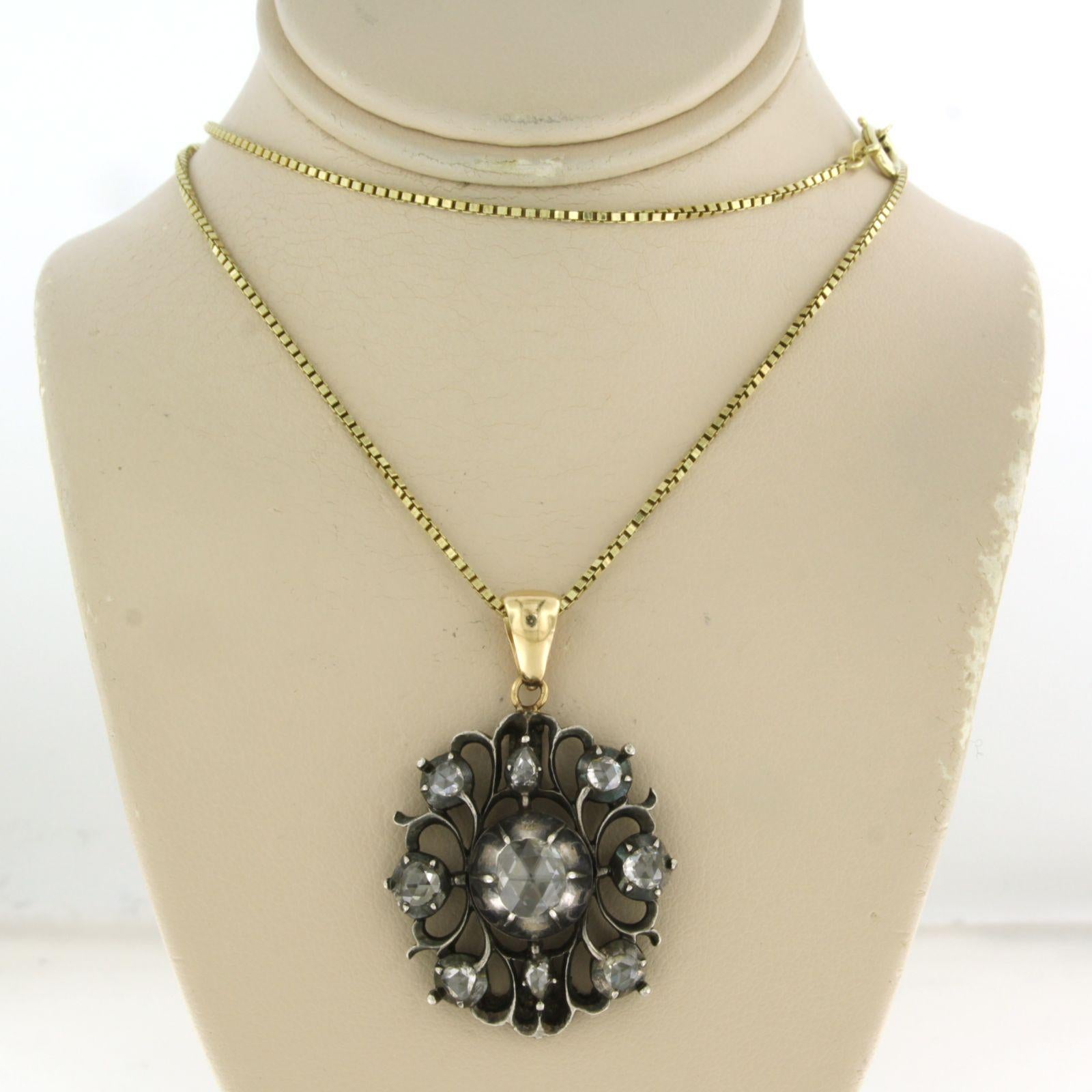 Collana in oro giallo 14k con un pendente in oro e argento con un diamante taglio rosa, per un totale di circa 1,50 ct - G/H - SI - lunghezza 60 cm

Descrizione dettagliata

La collana è lunga 60 cm e larga 0,7 mm.

Il ciondolo è alto 4,0 cm e largo