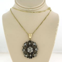 Necklace and pendant with rose cut diamonds up to 1.50ct 14k gold and silver