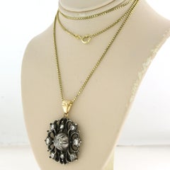 Collana e pendente con diamanti taglio rosa fino a 1,50ct in oro e argento 14k