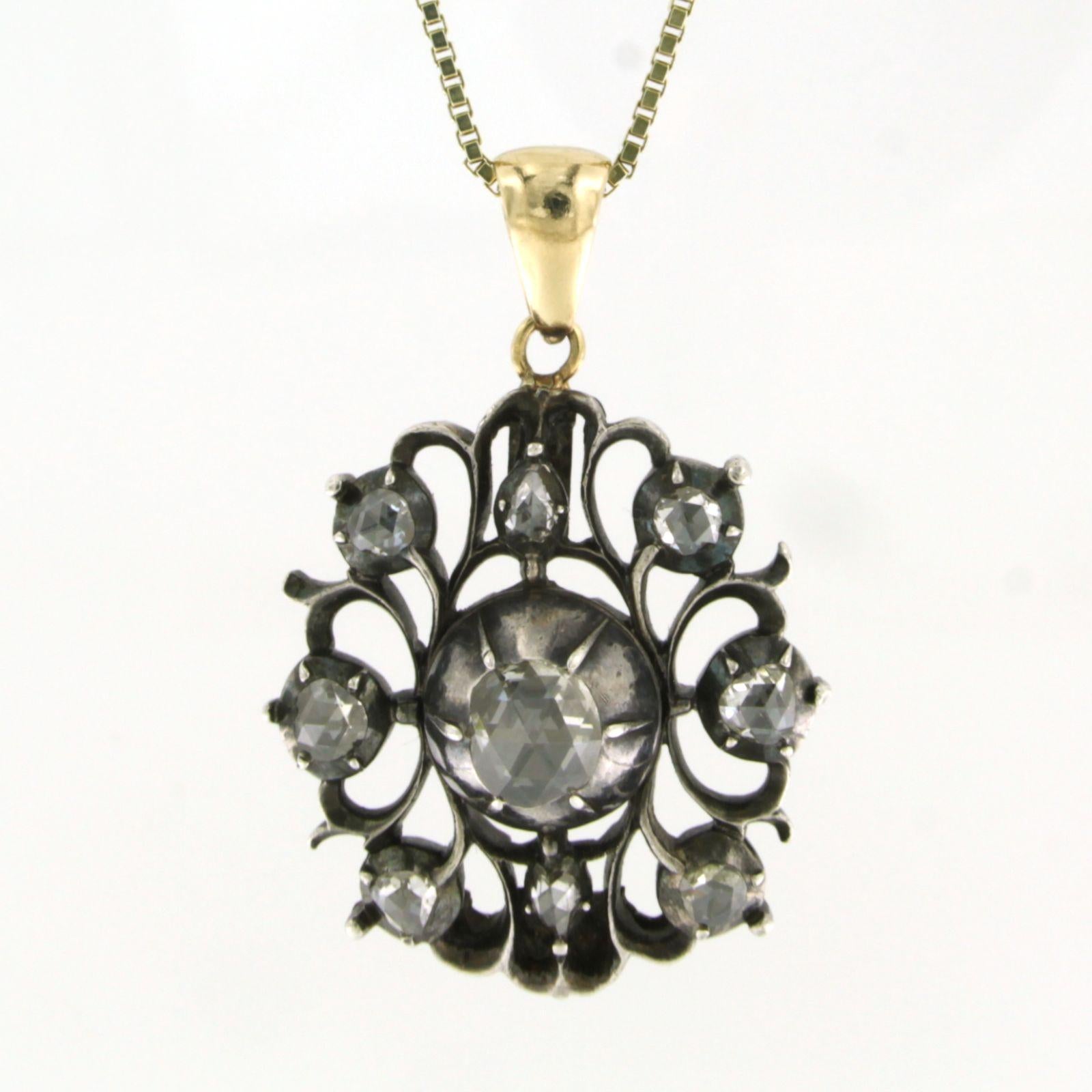 Donna Collana e pendente con diamanti taglio rosa fino a 1,50ct in oro e argento 14k in vendita