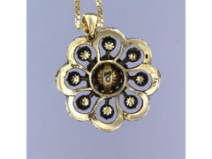 Collier et pendentif avec diamants taille rose jusqu'à 2,50 ct or 14k et argent