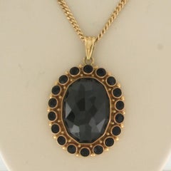 Necklace and pendant with rose cut garnet - 14.8 grams - 14k pink gold