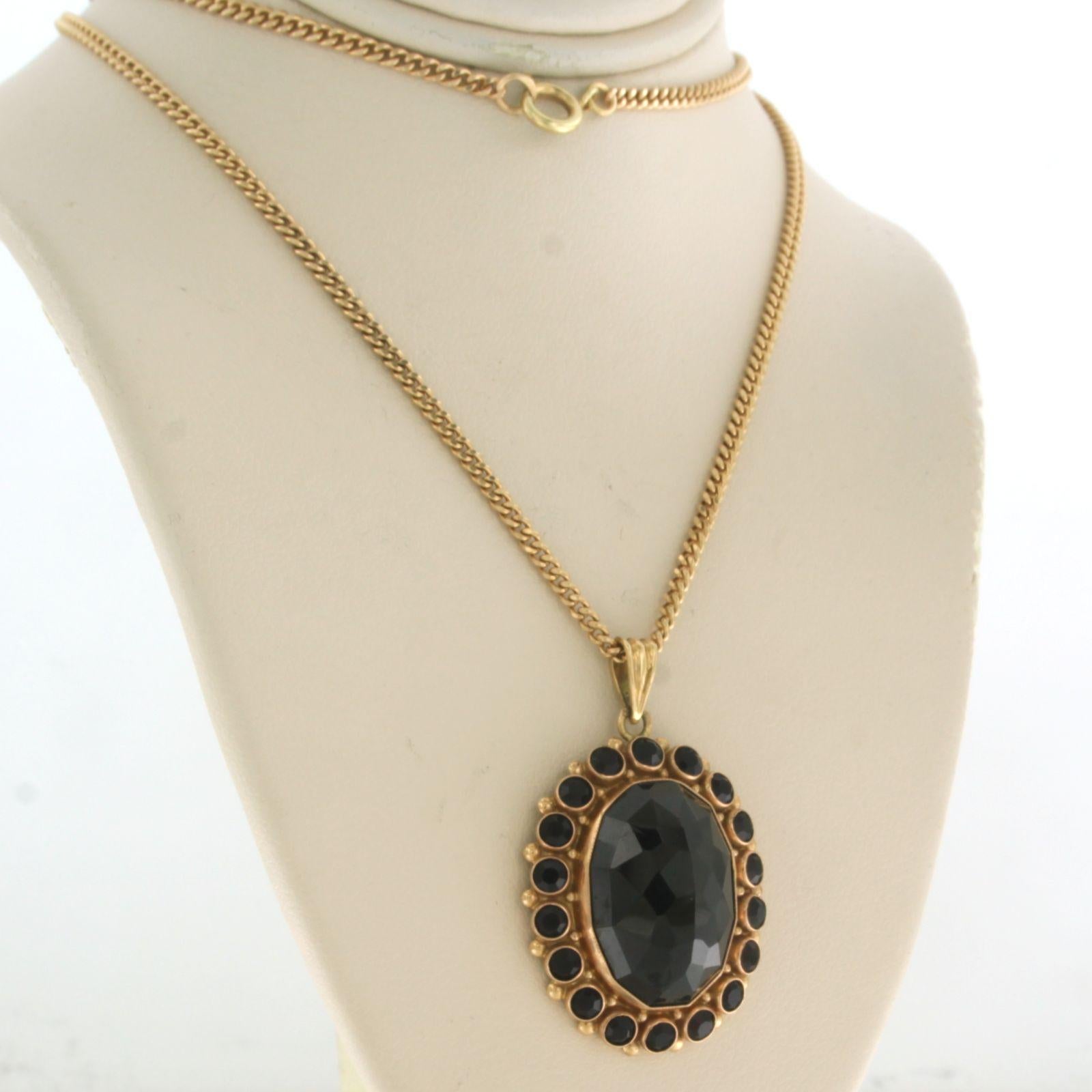 Rose Cut Necklace and pendant with rose cut garnet - 14.8 grams - 14k pink gold For Sale