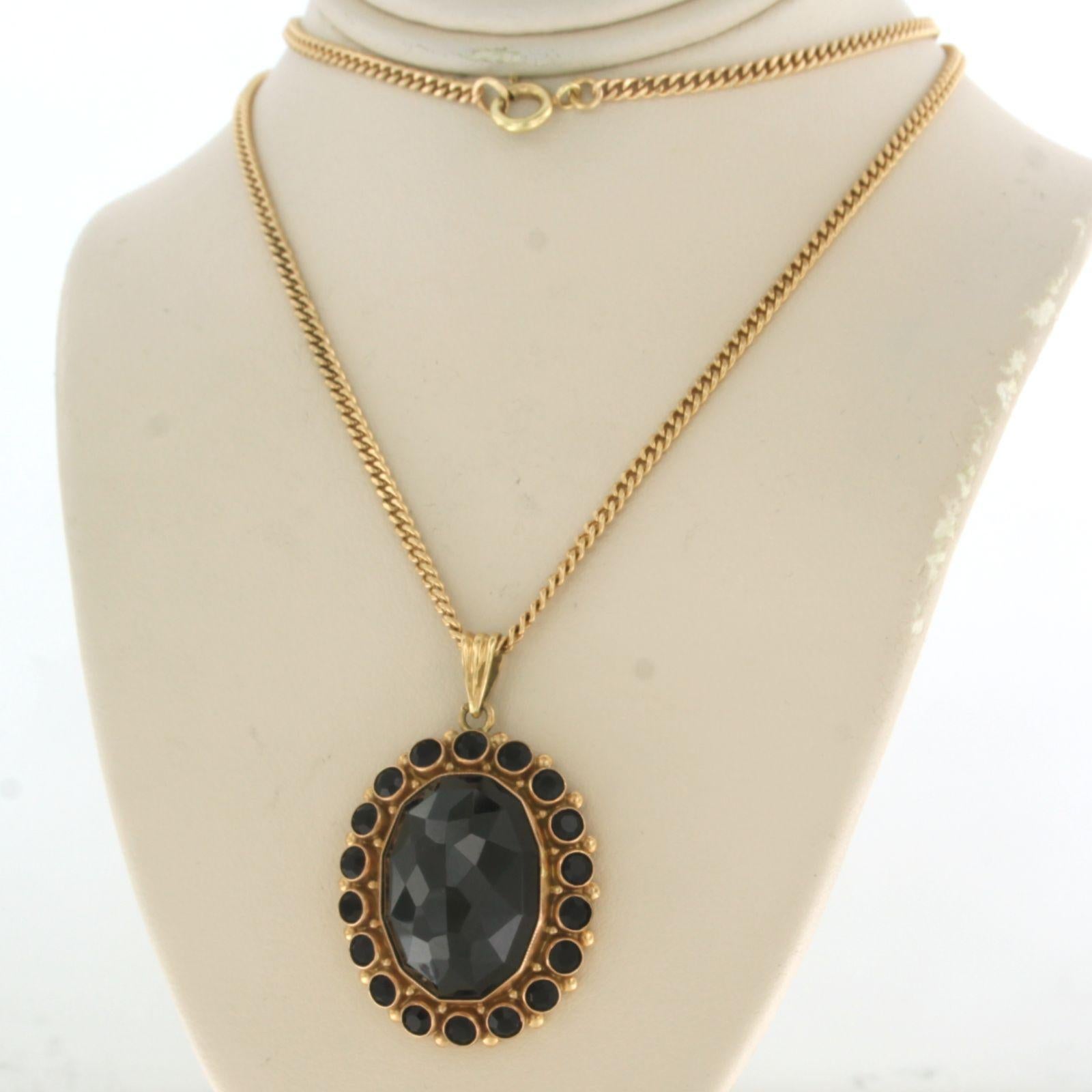 Necklace and pendant with rose cut garnet - 14.8 grams - 14k pink gold In Excellent Condition For Sale In The Hague, ZH