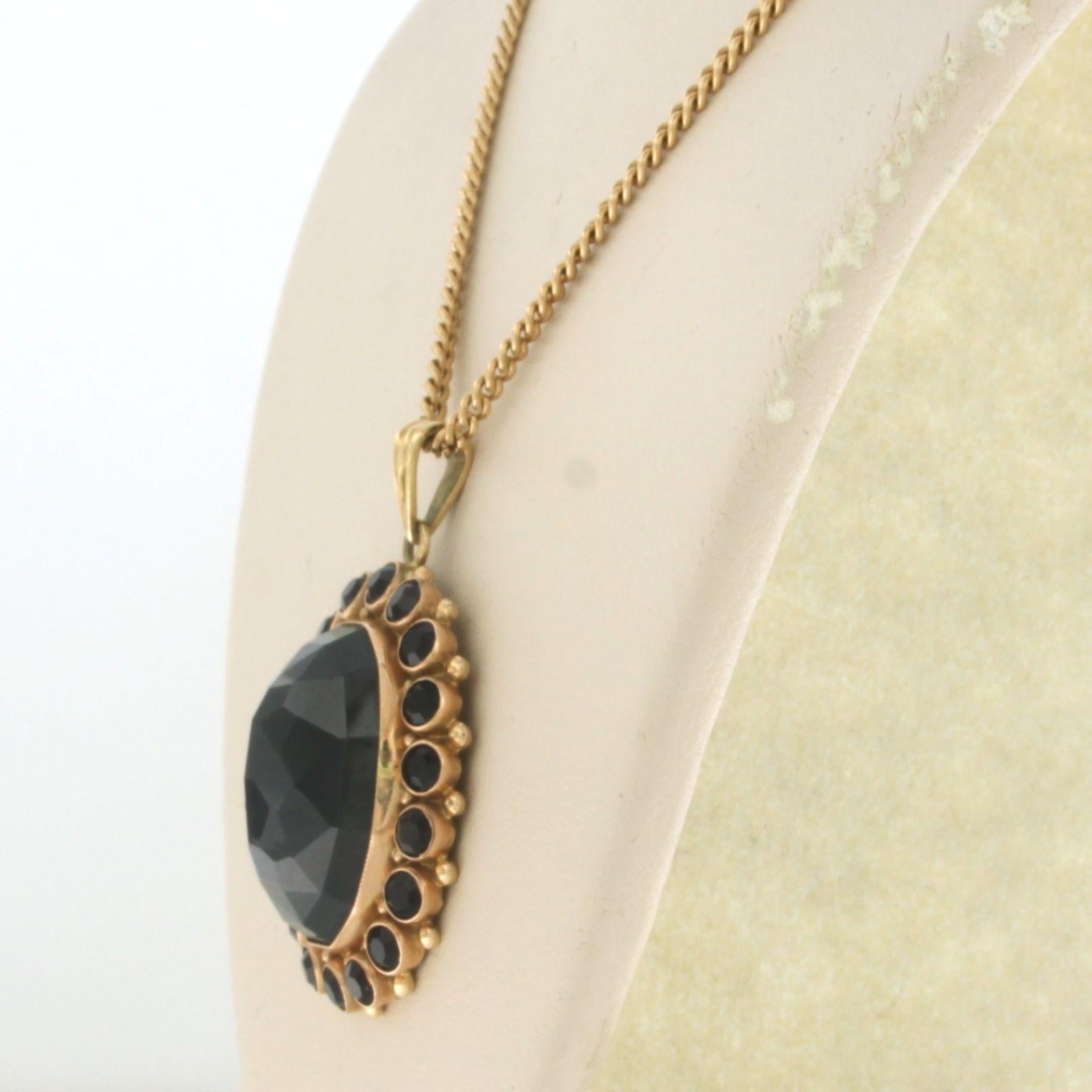 Women's Necklace and pendant with rose cut garnet - 14.8 grams - 14k pink gold For Sale