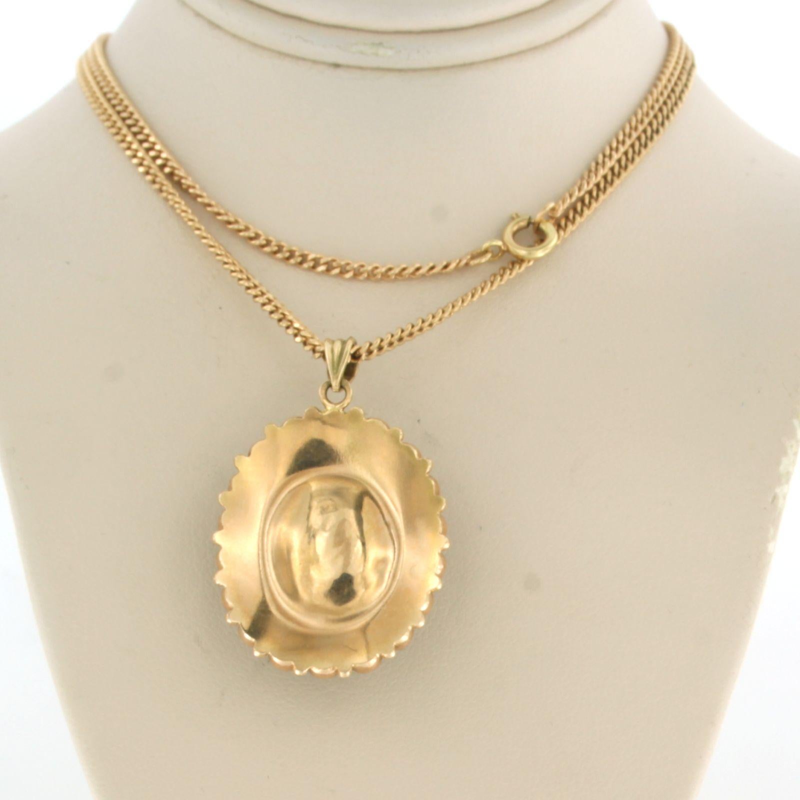 Necklace and pendant with rose cut garnet - 14.8 grams - 14k pink gold For Sale 1