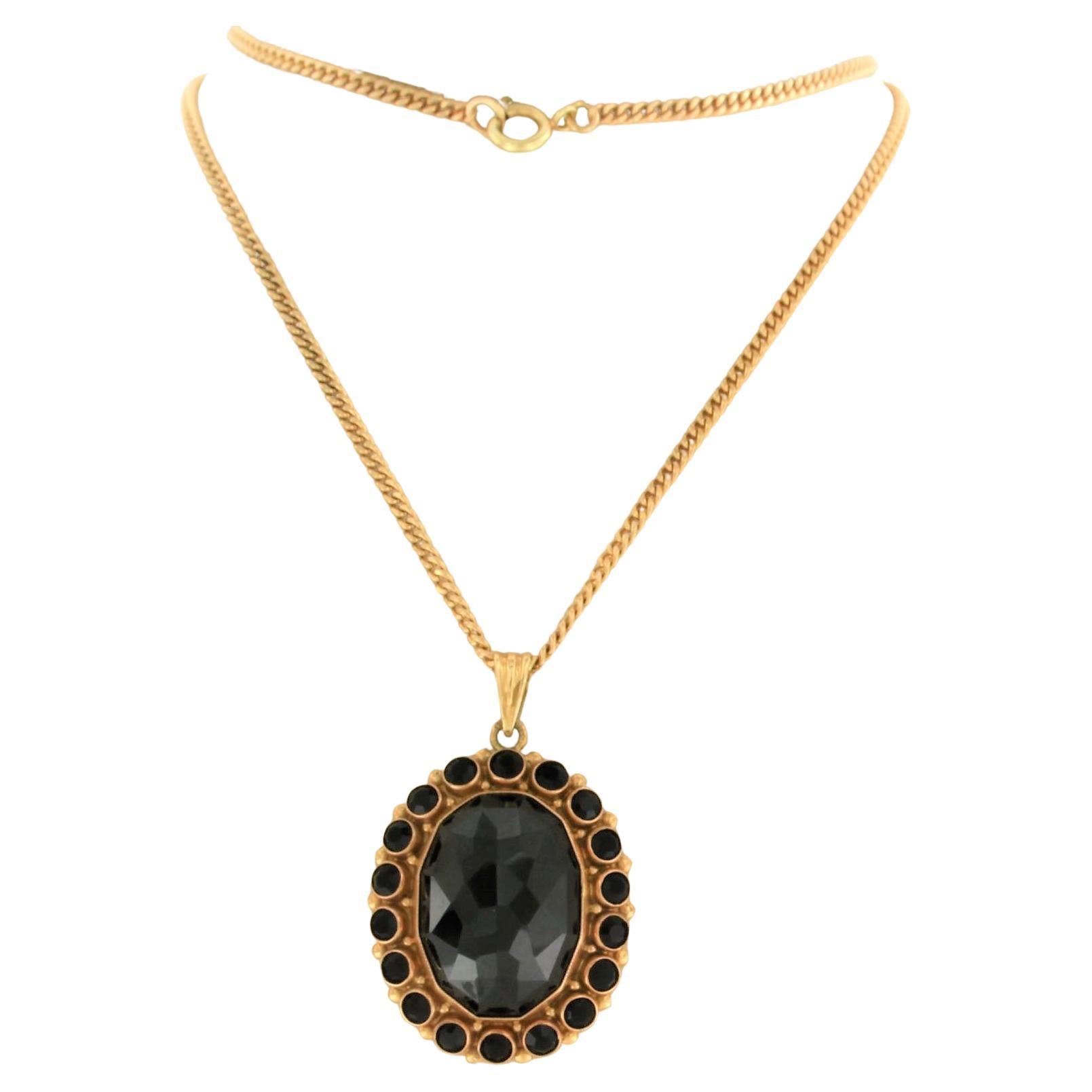 Necklace and pendant with rose cut garnet - 14.8 grams - 14k pink gold