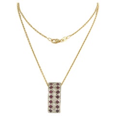 Collana e pendente con rubino e diamanti taglio brillante fino a 0,30ct in oro 18k