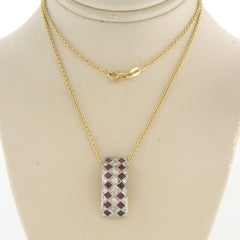 Necklace and pendant with ruby and brilliant cut diamonds up to 0.30ct 18k gold