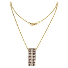 Necklace and pendant with ruby and brilliant cut diamonds up to 0.30ct 18k gold
