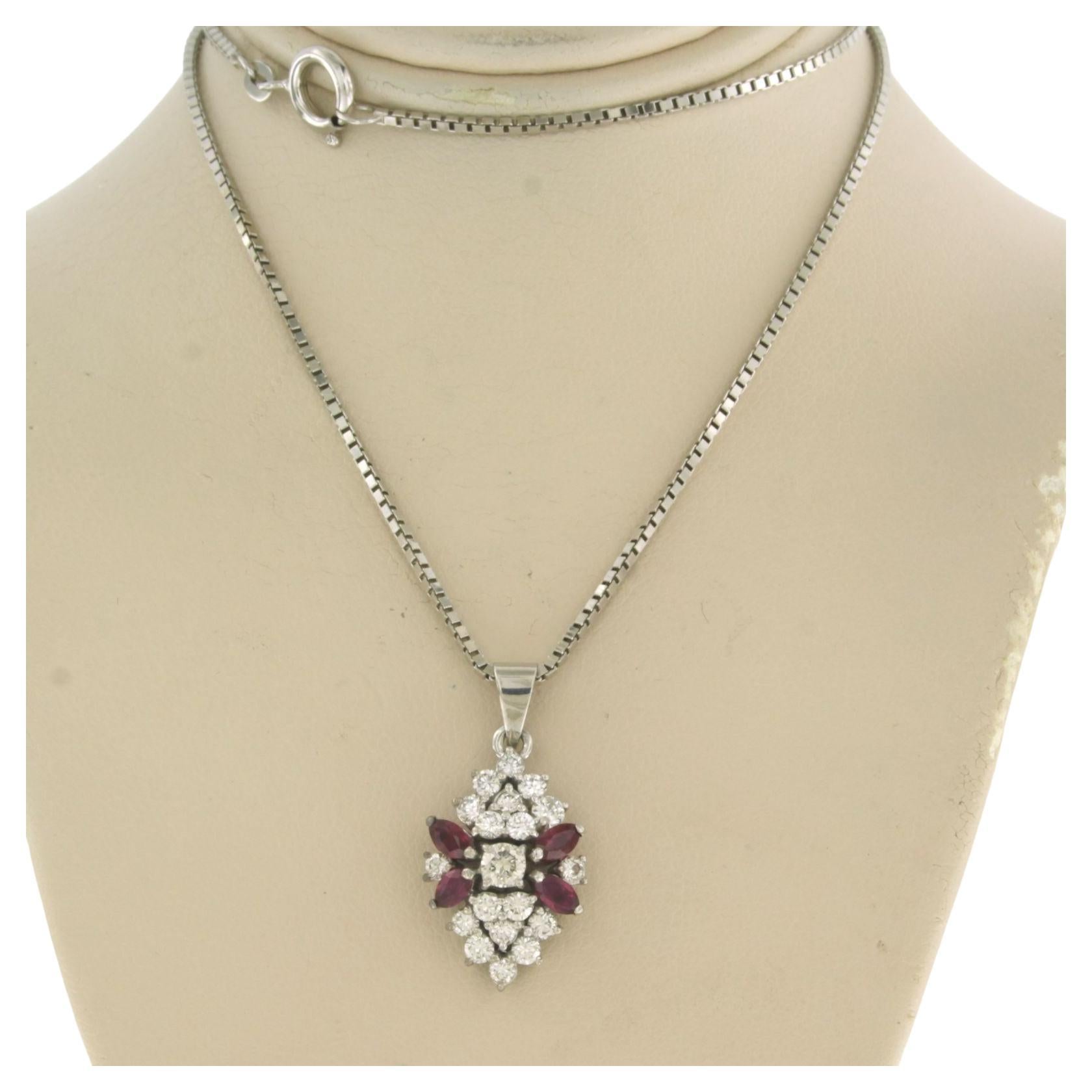 Necklace and pendant with ruby and brilliant cut diamonds up to 0.90ct 14k gold