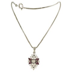 Collier et pendentif avec rubis et diamants taille brillant jusqu'à 0,90ct or 14k
