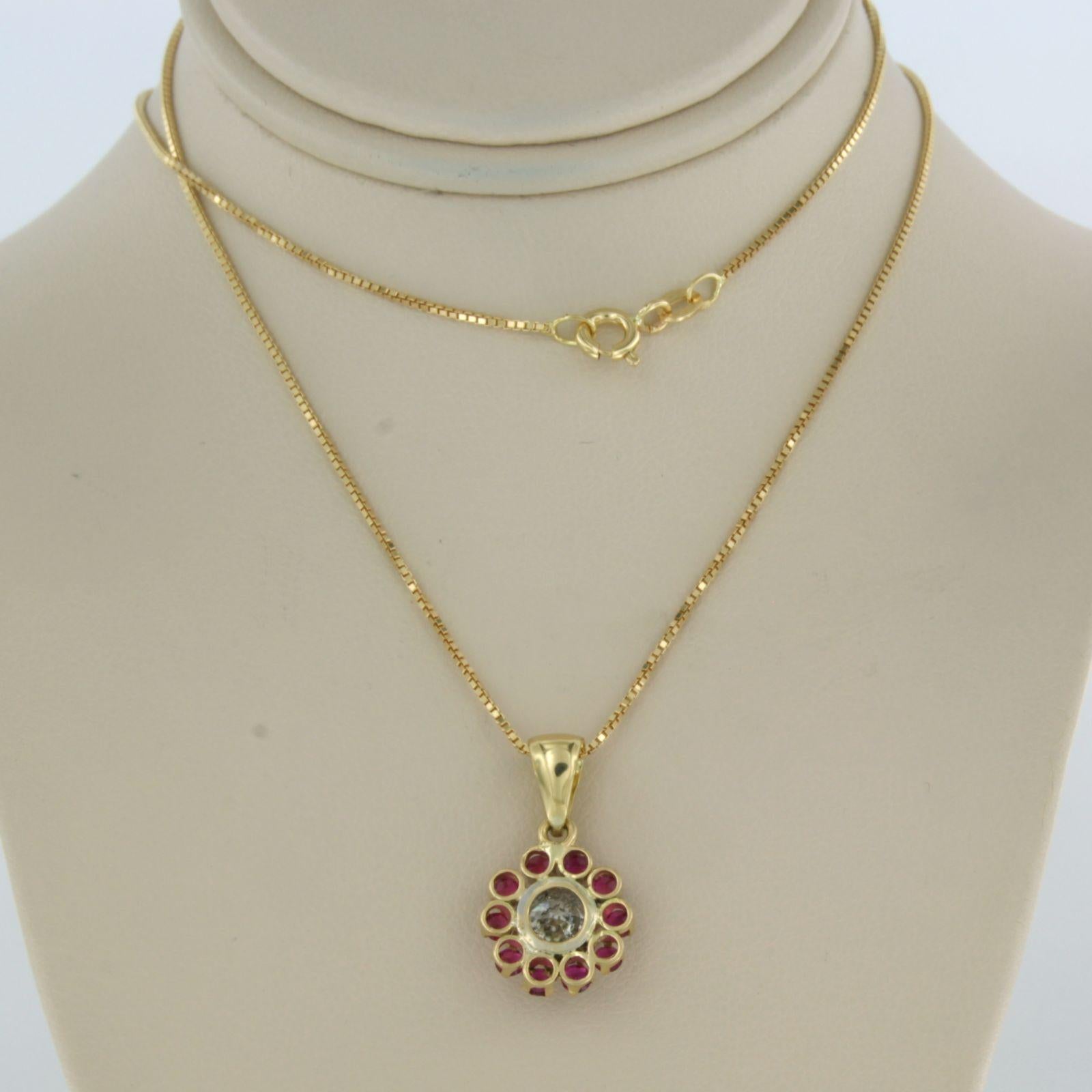 Modern Necklace and pendant with ruby and old European cut diamond upto 1.00ct 18k gold For Sale