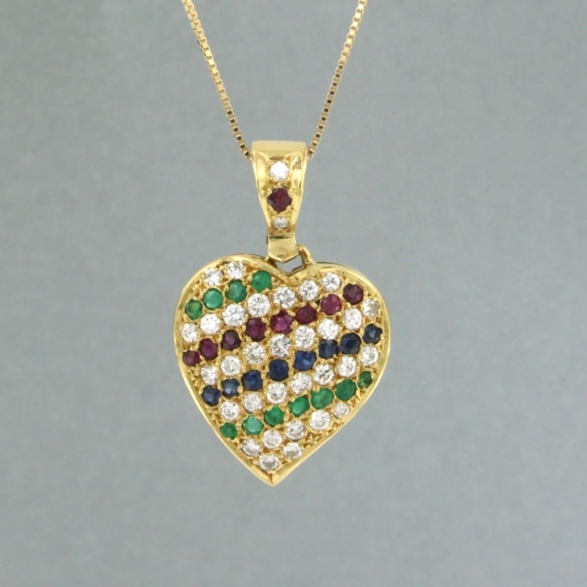 Collar y colgante con rubí, esmeralda, zafiro y diamantes Oro de 18k Moderno en venta