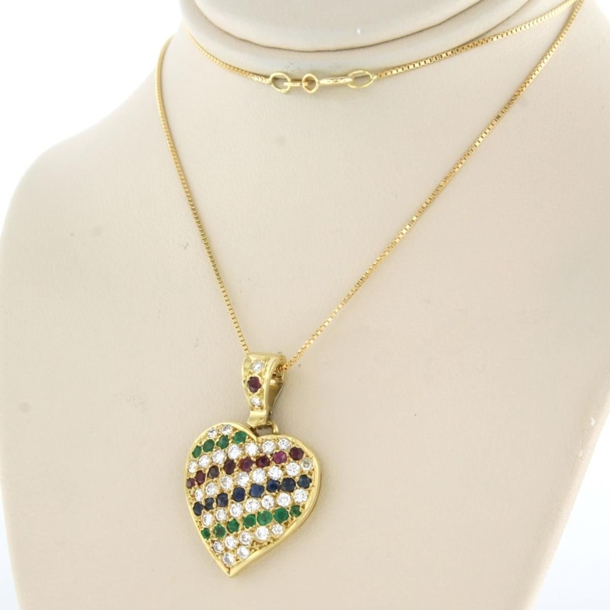 Collar y colgante con rubí, esmeralda, zafiro y diamantes Oro de 18k Corte brillante en venta