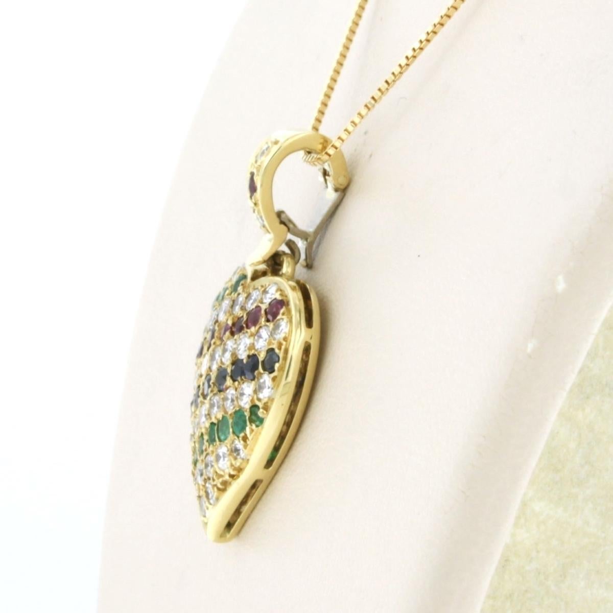 De las mujeres Collar y colgante con rubí, esmeralda, zafiro y diamantes Oro de 18k en venta