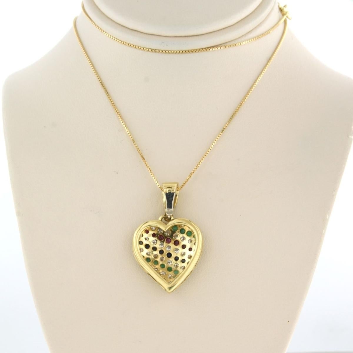 Collar y colgante con rubí, esmeralda, zafiro y diamantes Oro de 18k en venta 1