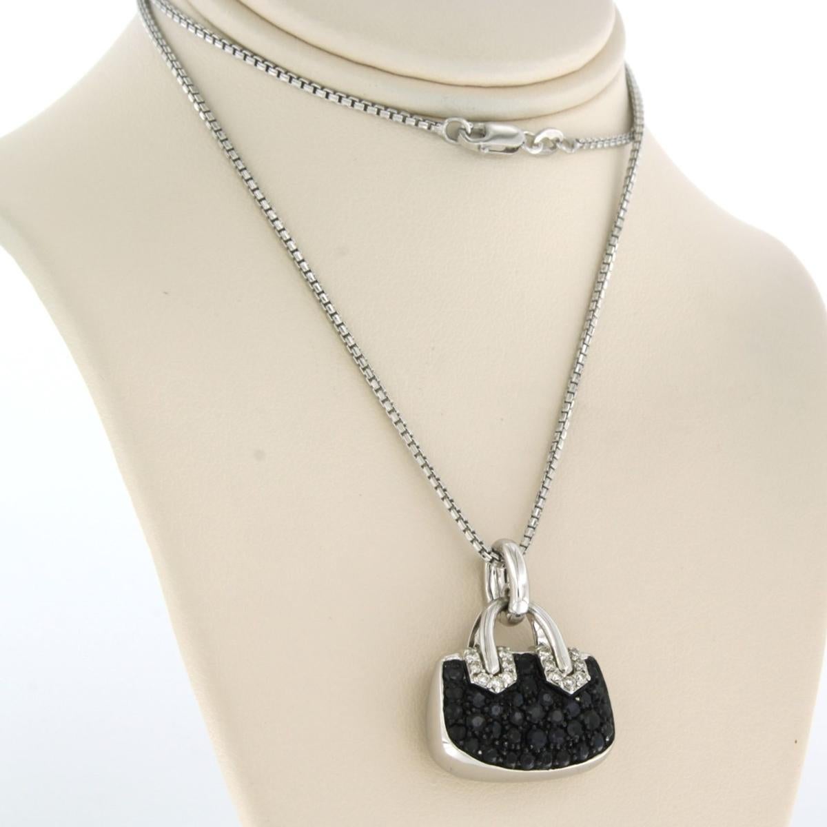 Modern Necklace and pendant with sapphire and brilliant cut diamonds 18k gold 12.9 gram For Sale