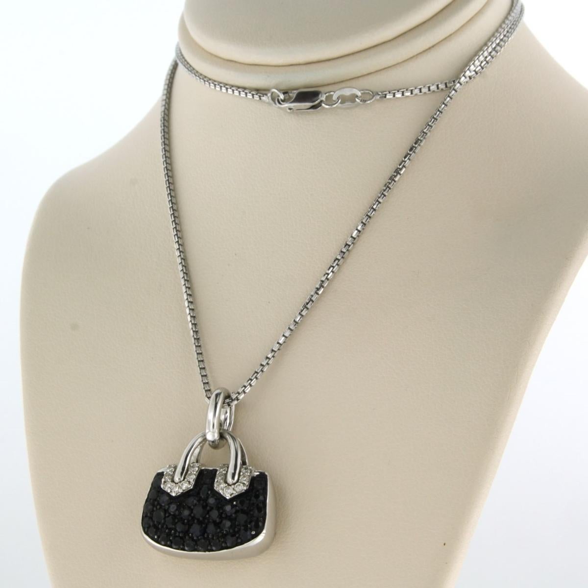 Brilliant Cut Necklace and pendant with sapphire and brilliant cut diamonds 18k gold 12.9 gram For Sale